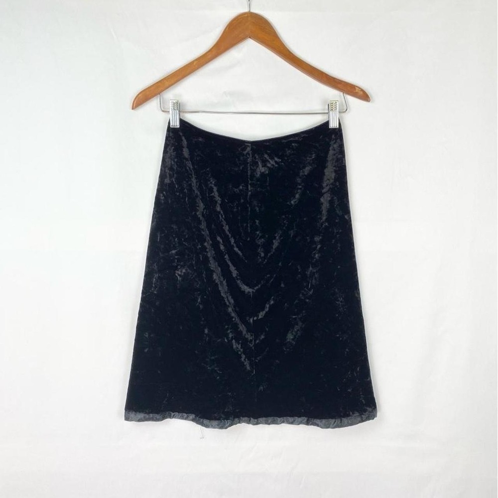 Vintage Y2K Betsy Johnson New York Velvet MIDI Skirt Black Size Small Floral